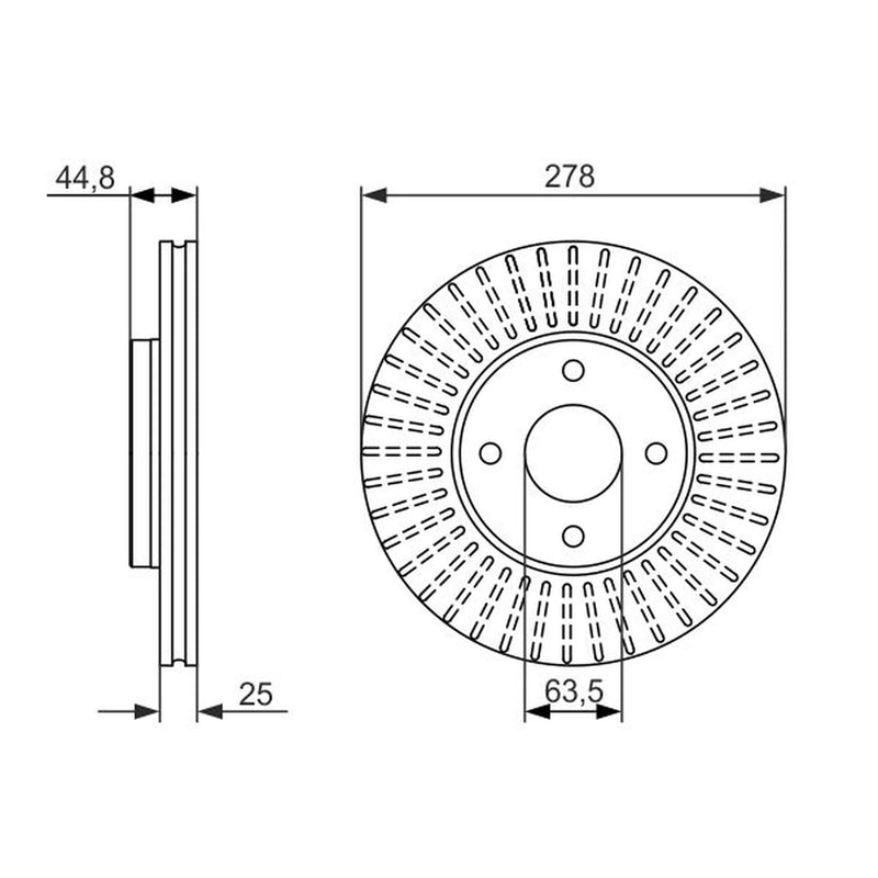 Bosch 2 x Vented Front Brake Discs 0 986 479 637