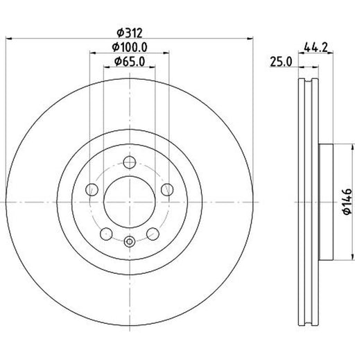 DON 2 x Internally Vented Front Brake Discs PCD19292