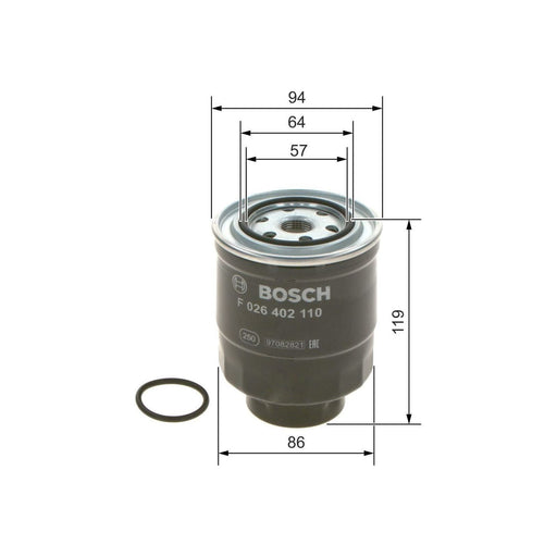 Genuine Bosch Car Fuel Filter N2110 Fits Toyota Avensis D4D - 2.0 - 11-18 F02640 Bosch  - Town Parts