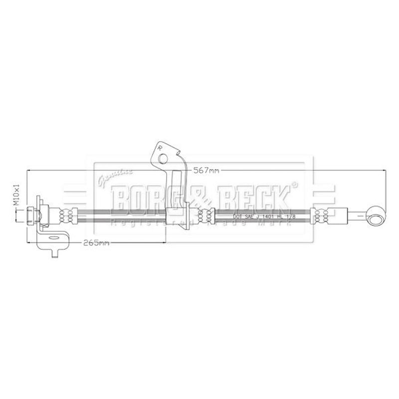 Borg & Beck Brake Hydraulic Hose Line Front Right BBH8899