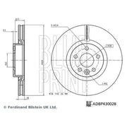 Blue Print 2 x Internally Vented Front Brake Discs ADBP430028