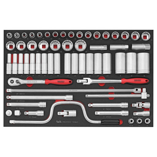 Teng Tools Socket Set 1/2" Drive FOAM4X4 63 Pieces