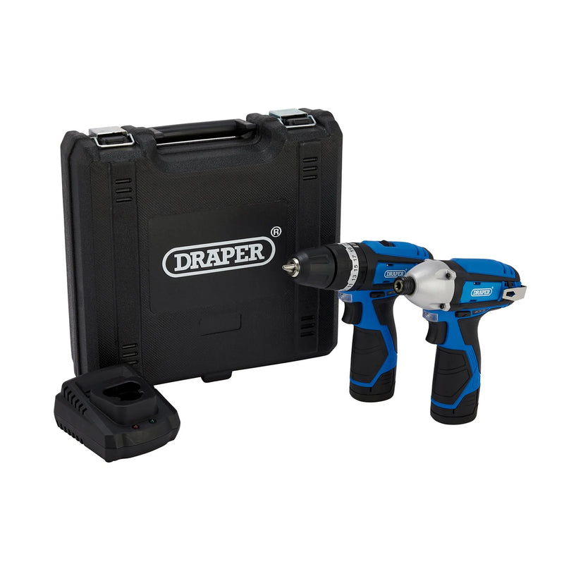 Draper 12V Combi Drill & Impact Driver with 2 x 1.5Ah Batteries