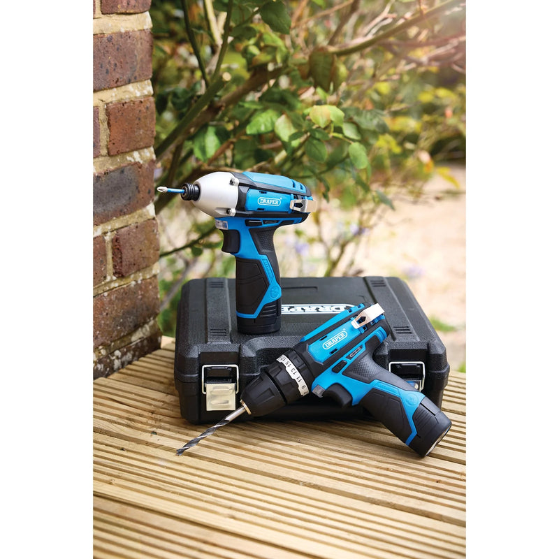 Draper 12V Combi Drill & Impact Driver with 2 x 1.5Ah Batteries