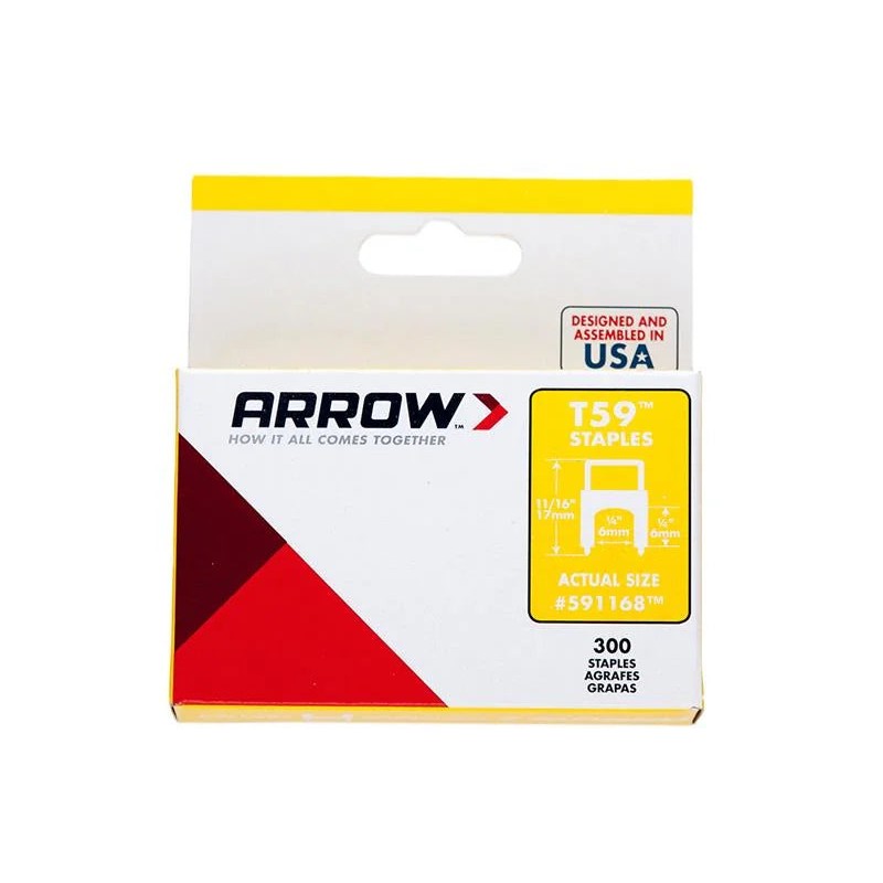 Arrow T59 Insulated Staples Clear 6-8mm x (Box 300)
