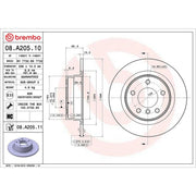 Brembo 2 x Solid Rear Brake Discs 08.A205.11