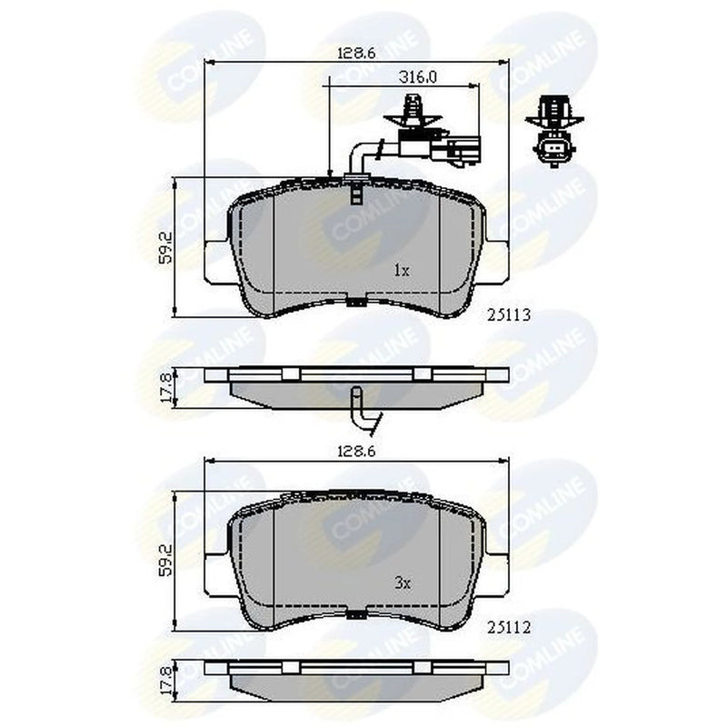 Comline 4 x Rear Brake Pad Set CBP12105