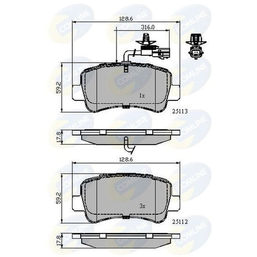 Comline 4 x Rear Brake Pad Set CBP12105
