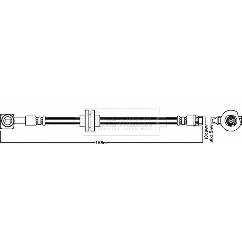 Borg & Beck Brake Hydraulic Hose Line Front Left BBH8362