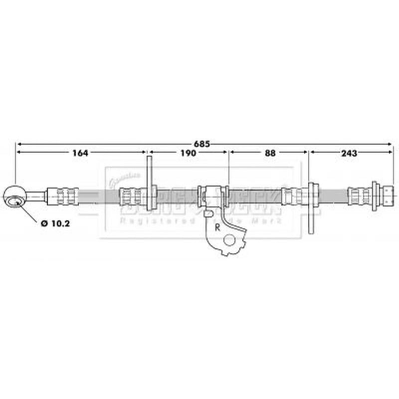 Borg & Beck Brake Hydraulic Hose Line Front Right BBH6698
