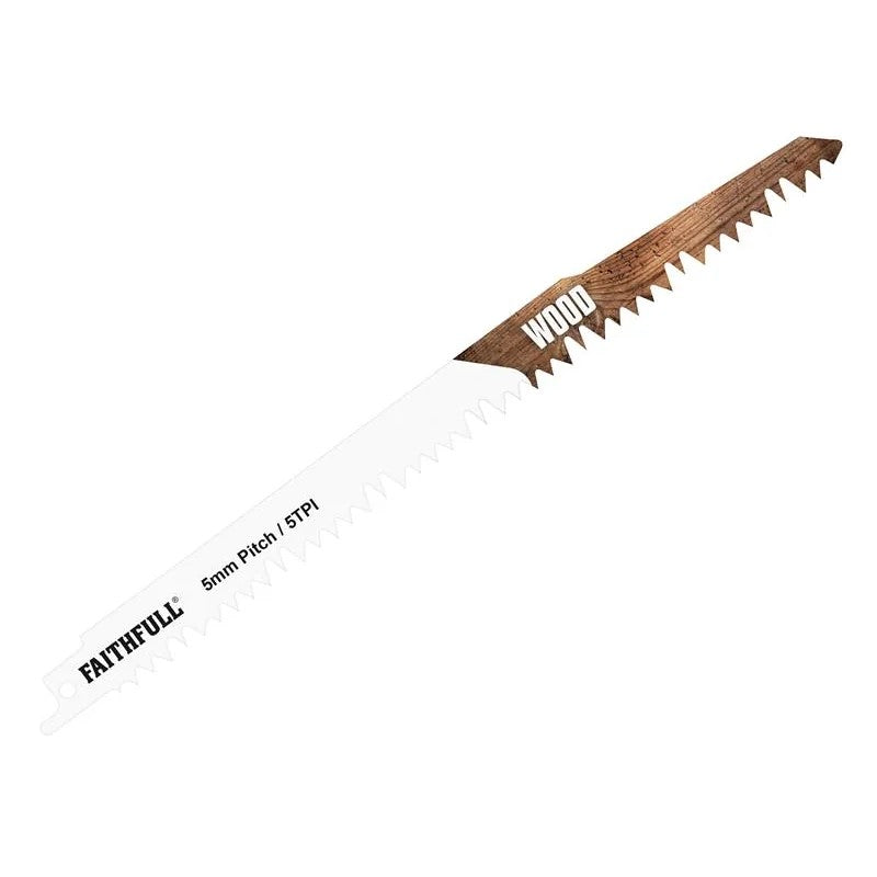 Faithfull S1531L Sabre Saw Blade Wood 240mm 5 TPI (Pack 5) - FAISBS1531L