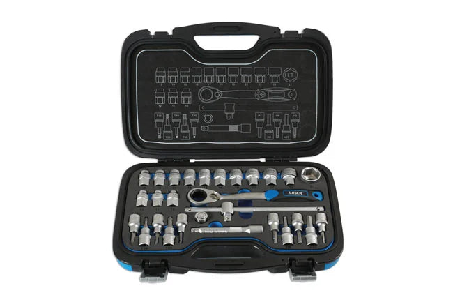 Laser Tools Go Thru Socket Set 1/2"D 28pc - PL