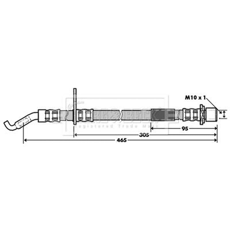 Borg & Beck Brake Hydraulic Hose Line Front Left BBH7329