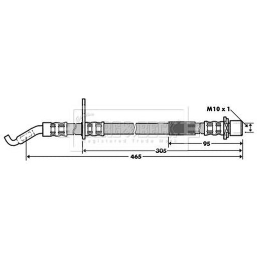 Borg & Beck Brake Hydraulic Hose Line Front Left BBH7329