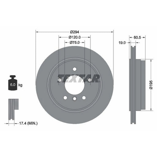 Textar 2 x Externally Vented Rear Brake Discs 92141703