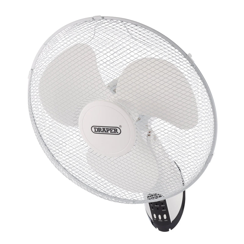Draper Oscillating Wall Mounted Fan 400mm Remote Control 230V