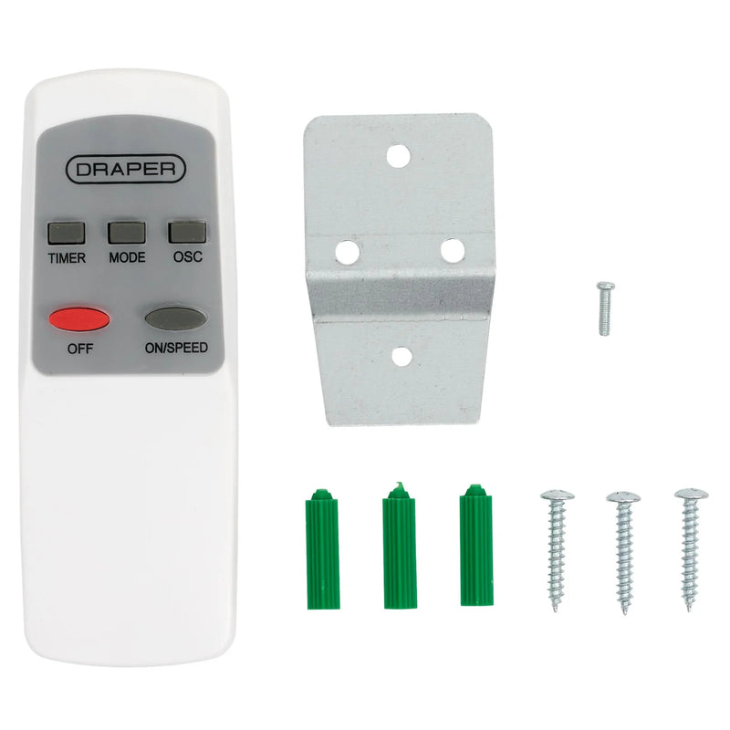 Draper Oscillating Wall Mounted Fan 400mm Remote Control 230V