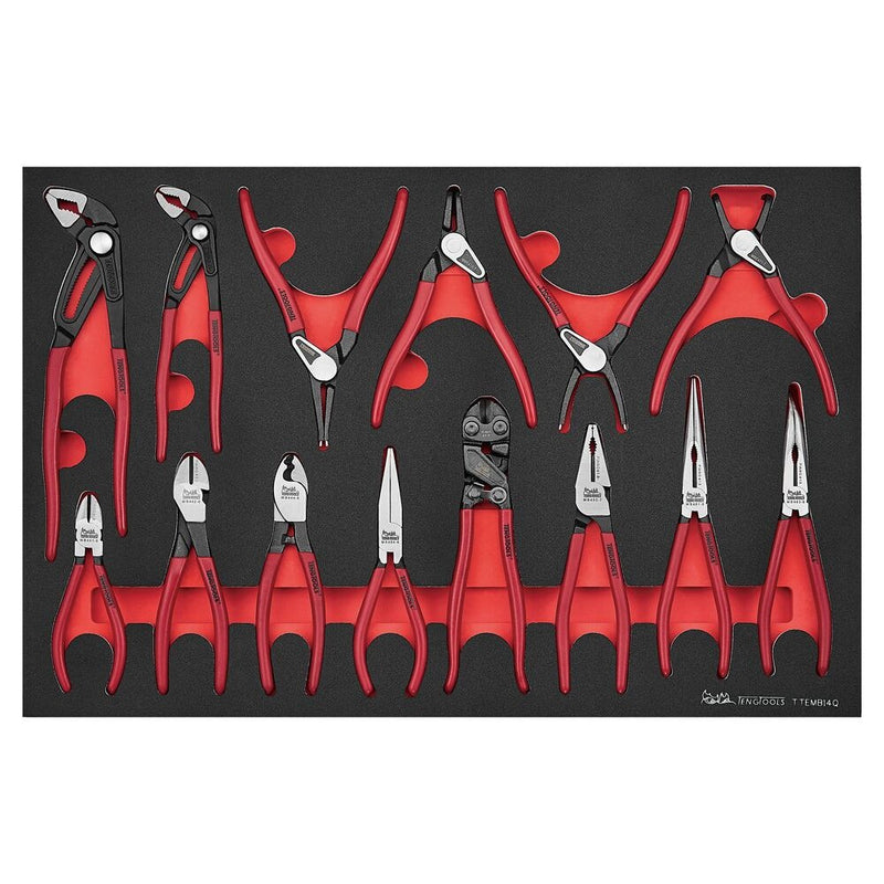 Teng Tools Pliers Set FOAM4X4 14 Pieces Vinyl Grip
