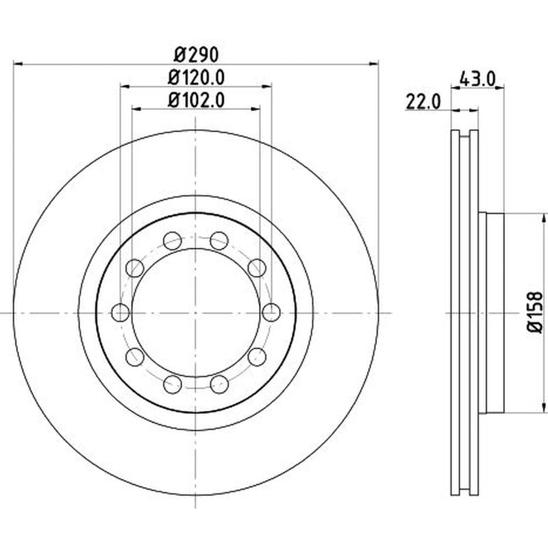 DON 2 x Internally Vented Front Brake Discs PCD23262