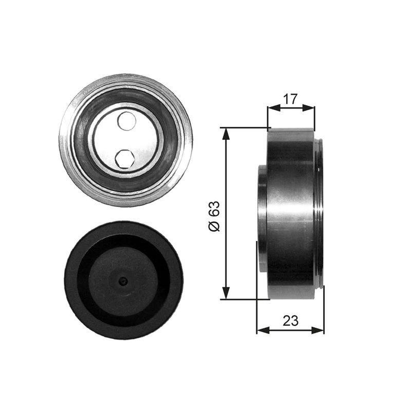 Gates V-Ribbed Belt Tensioner Pulley 63mm OD Wide T38228