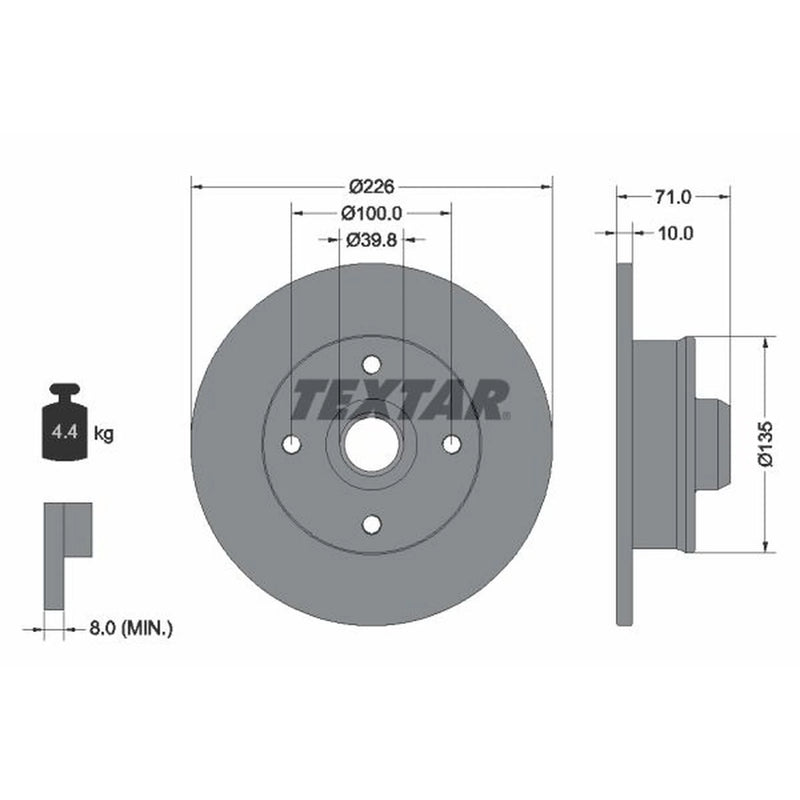 Textar 2 x Solid Rear Brake Discs 92041803