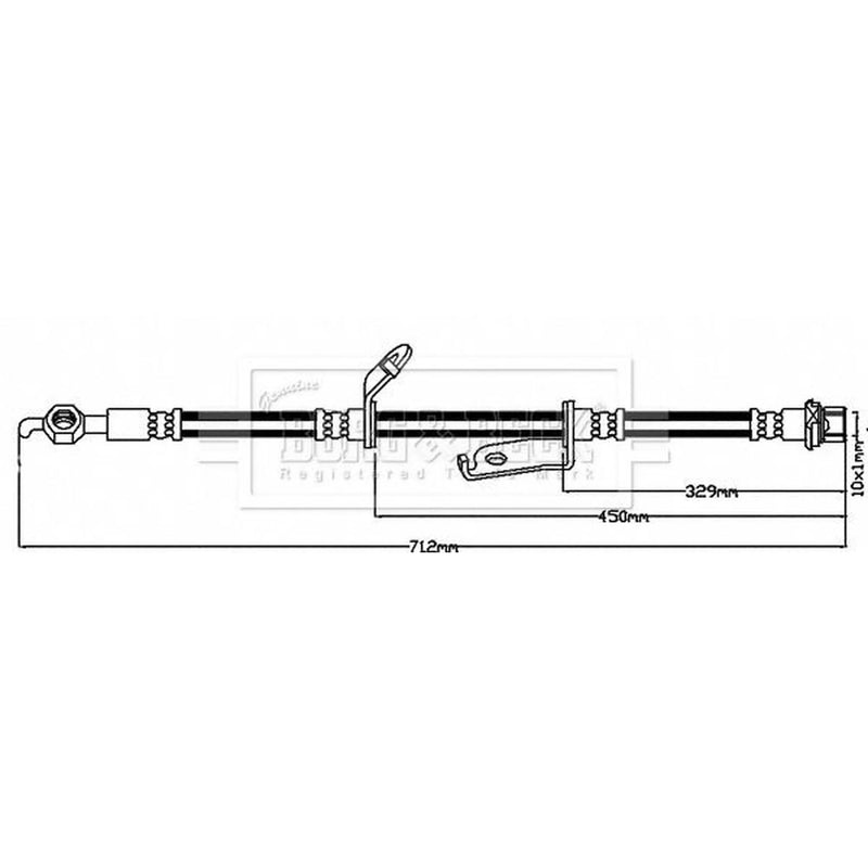 Borg & Beck Brake Hydraulic Hose Line Front Left BBH8315
