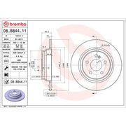 Brembo 2 x Solid Rear Brake Discs 08.B844.11