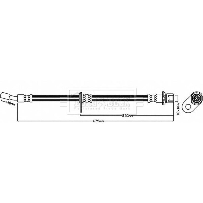 Borg & Beck Brake Hydraulic Hose Line Front Left BBH8442