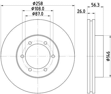 MINTEX Brake Disc Front Internally Vented 258mm Outer Diameter Fits Kia Pregio MINTEX - Town Parts