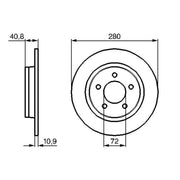 Bosch 2 x Solid Rear Brake Discs 0 986 479 181