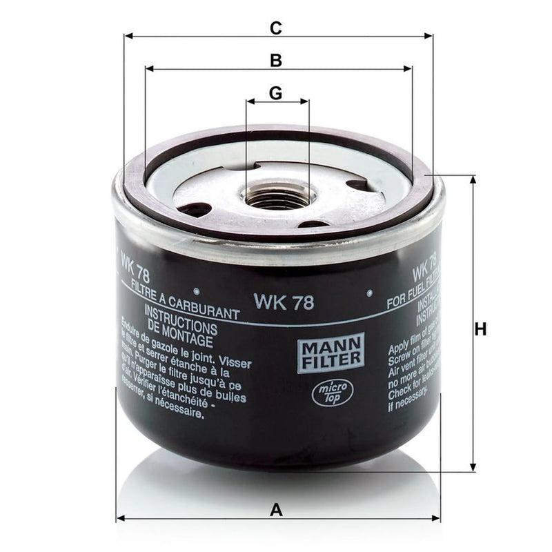 MANN-FILTER Fuel Filter Element WK 78 OE 998717400014