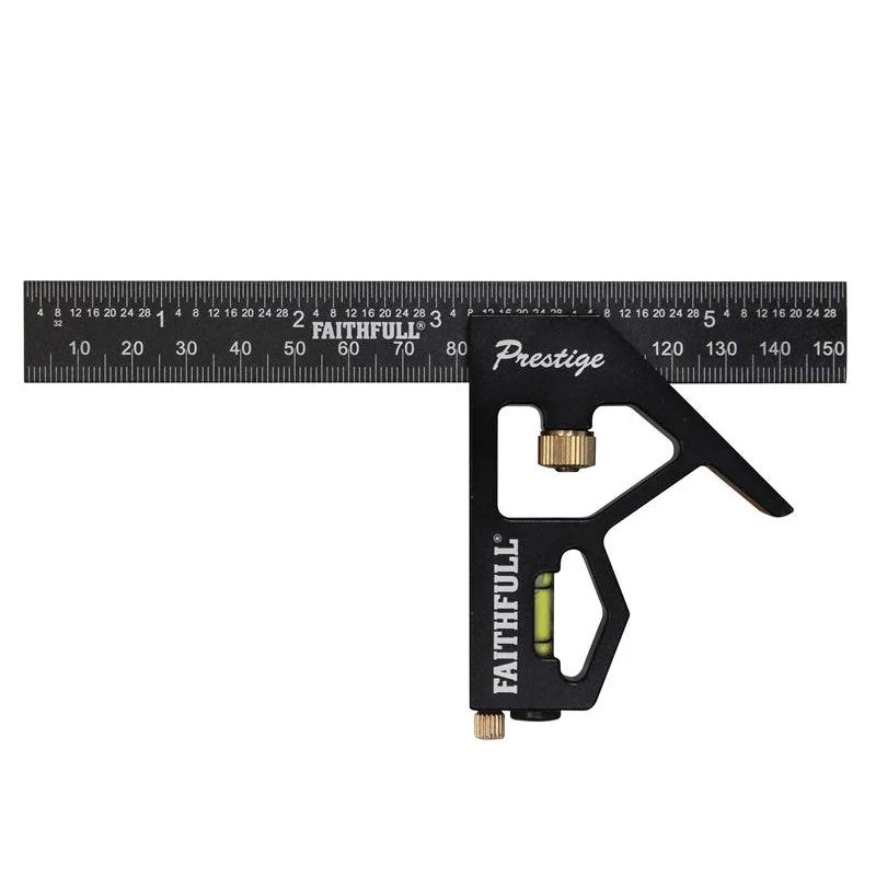 Faithfull Prestige Combination Square Black Aluminium 150mm (6in) - FAICS150CNC