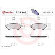 Brembo 4 x Front Brake Pad Set P24086