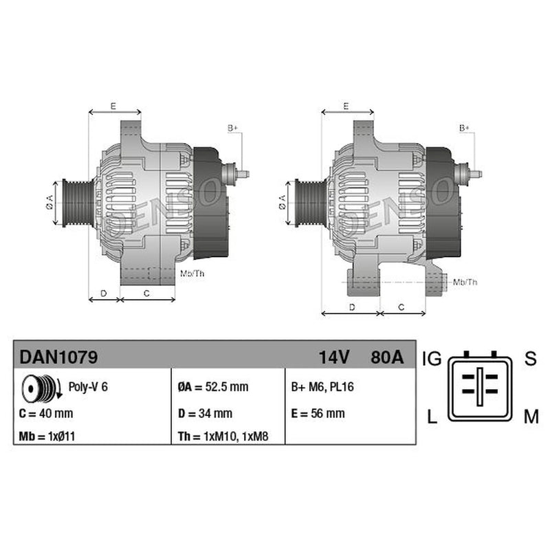 Denso Car Alternator 12V DAN1079