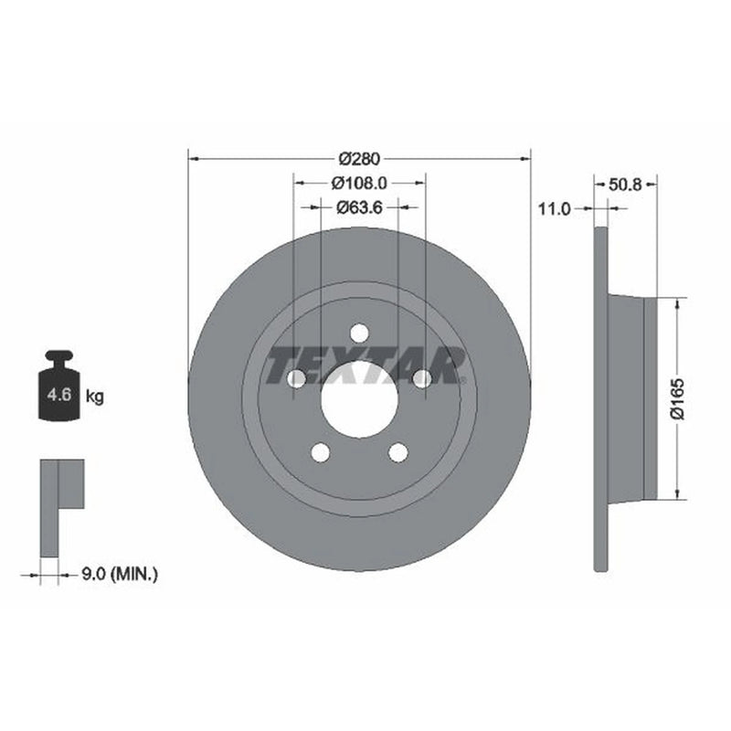 Textar 2 x Solid Rear Brake Discs 92326403