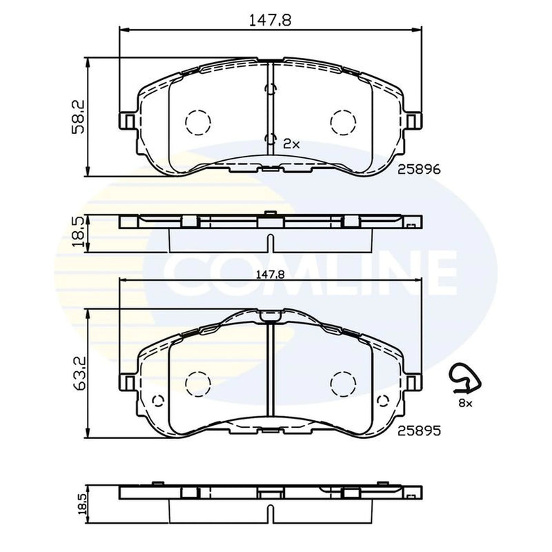 Comline 4 x Front Brake Pad Set CBP32232