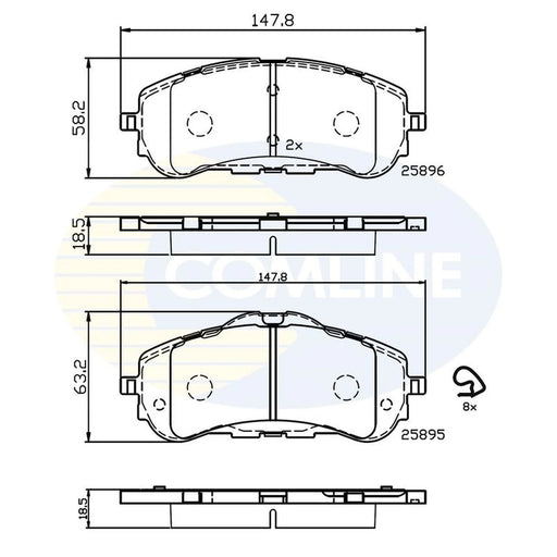 Comline 4 x Front Brake Pad Set CBP32232