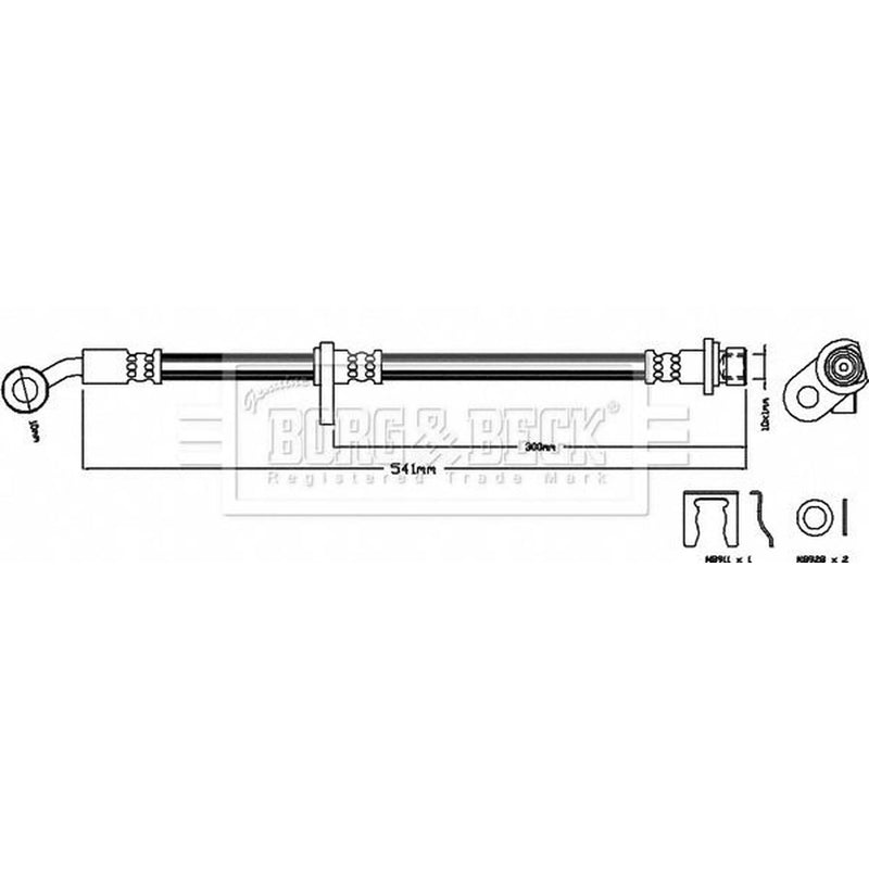 Borg & Beck Brake Hydraulic Hose Line Front Left BBH8156