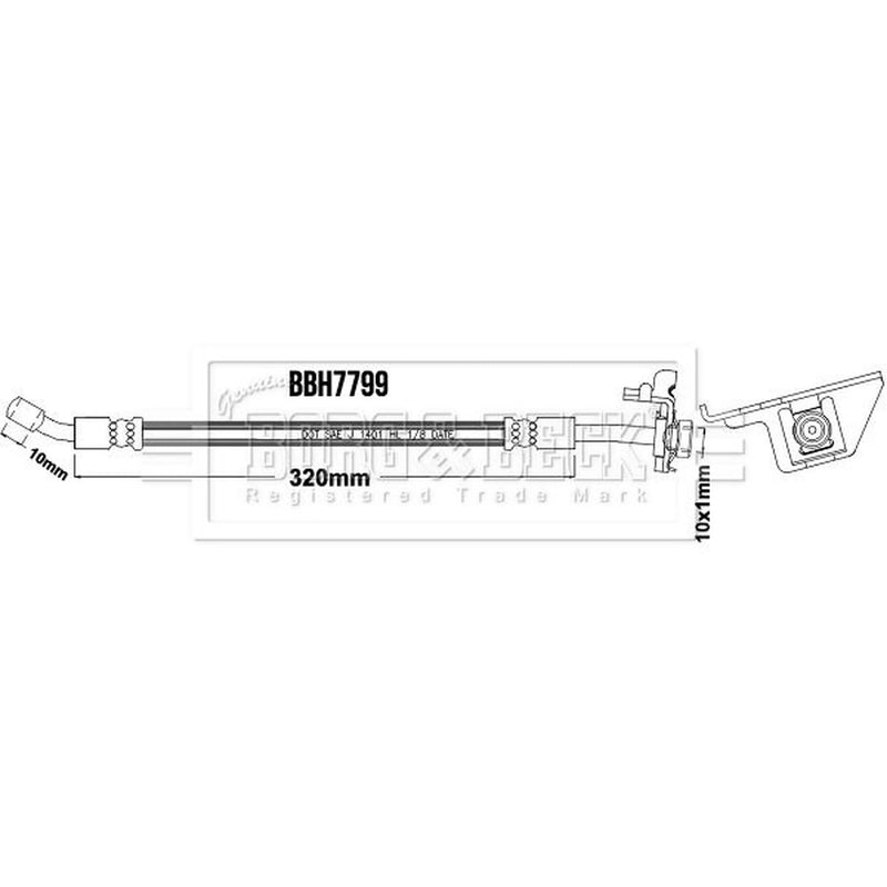 Borg & Beck Brake Hydraulic Hose Line Front Left BBH7799