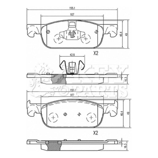 Genuine Key Parts Rear Brake Pads Kbp2591 Bosch  - Town Parts