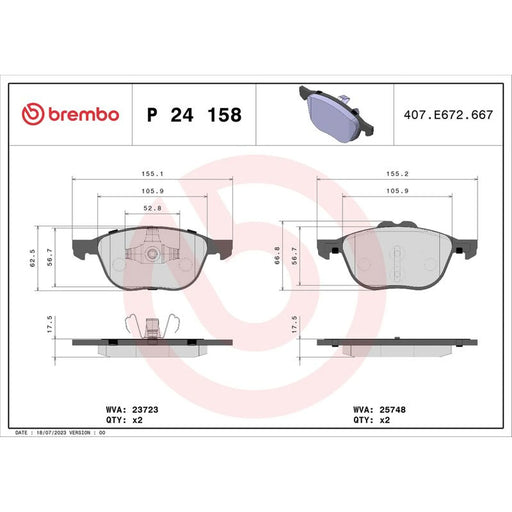 Brembo 4 x Front Brake Pad Set P24158