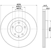 DON 2 x Internally Vented Front Brake Discs PCD22412