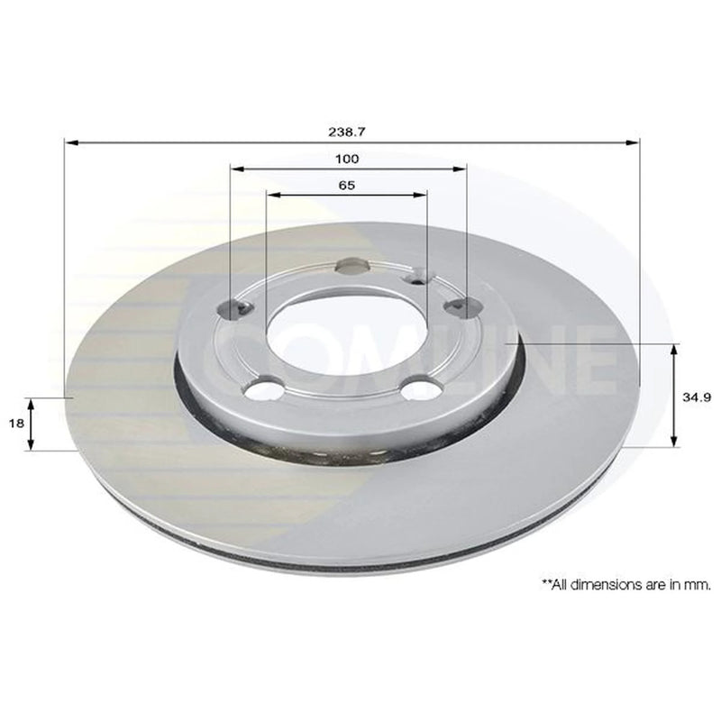 Comline 2 x Front Brake Discs ADC1461V