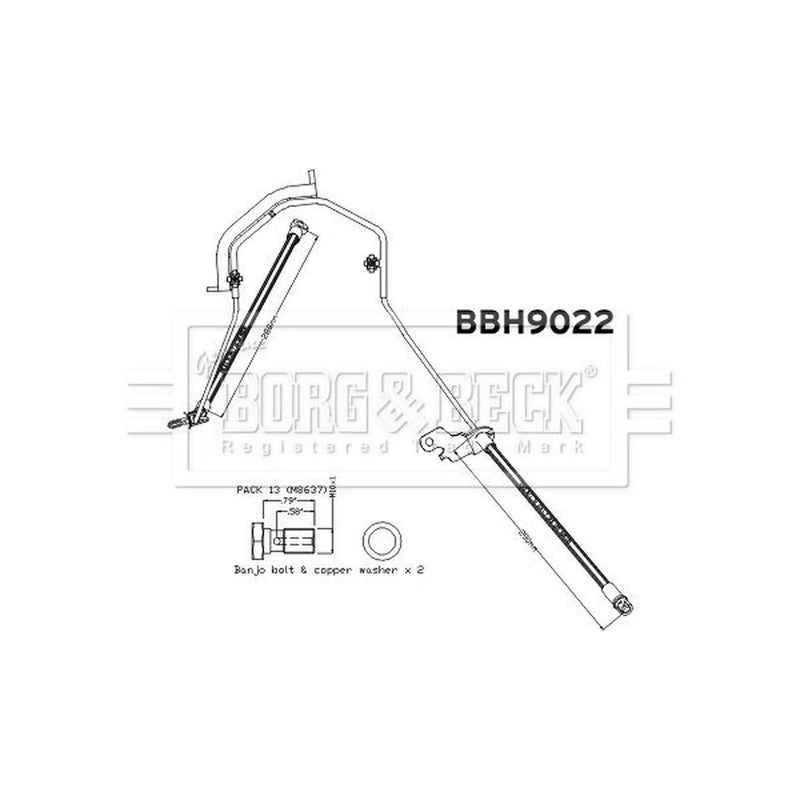 Borg & Beck Brake Hydraulic Hose Line Rear Left BBH9022