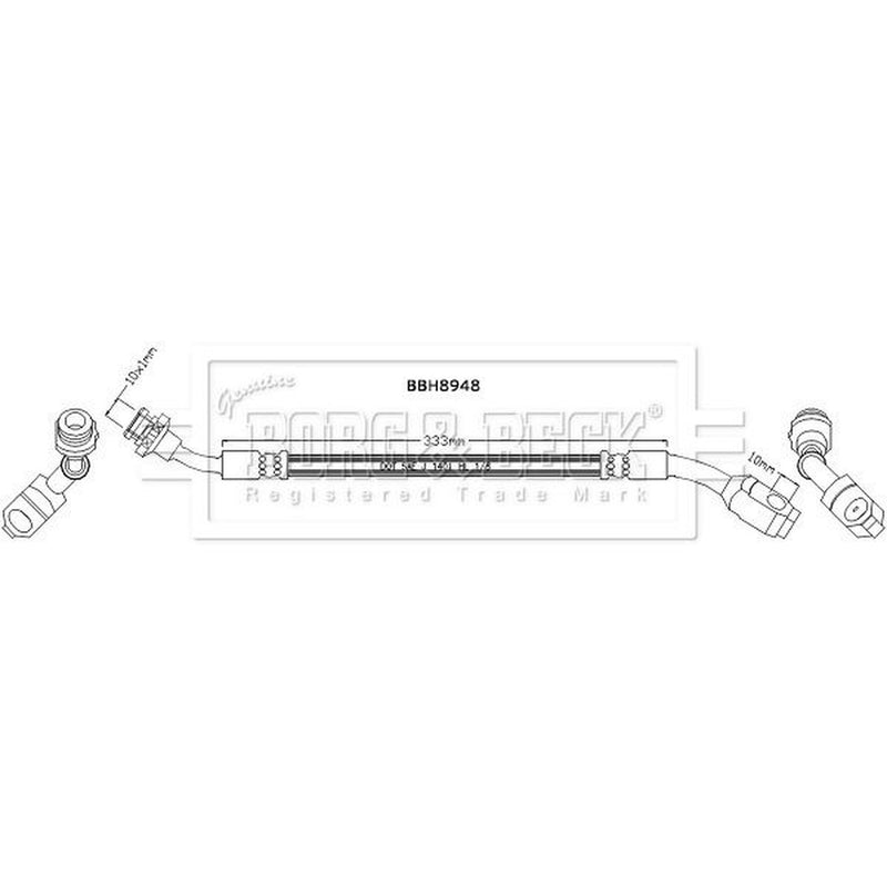 Borg & Beck Brake Hydraulic Hose Line Front Left BBH8948