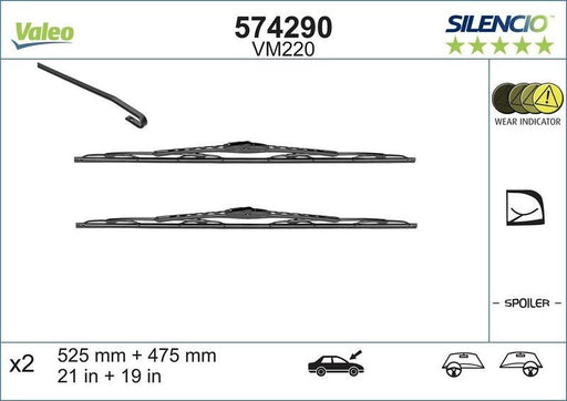 VALEO 574290 Wiper Blade Front Fits Audi A3 Fiat Stilo Seat Arosa Ibiza Skoda VW Valeo - Town Parts