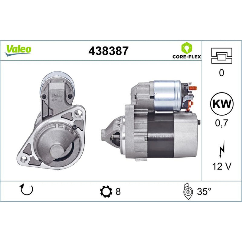 Valeo Starter Motor 12V 0.9kW 8 Teeth 438387