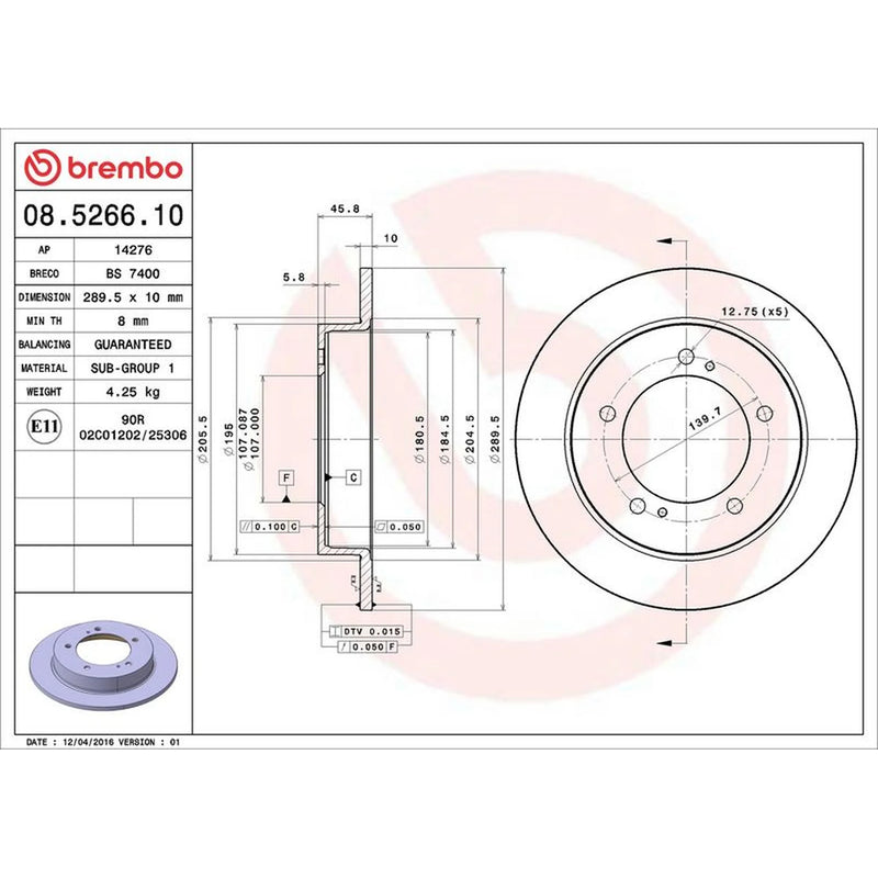 Brembo 2 x Front Brake Discs 08.5266.10