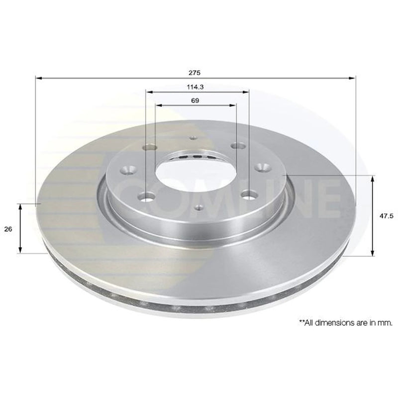 Comline 2 x Front Brake Discs ADC1053V