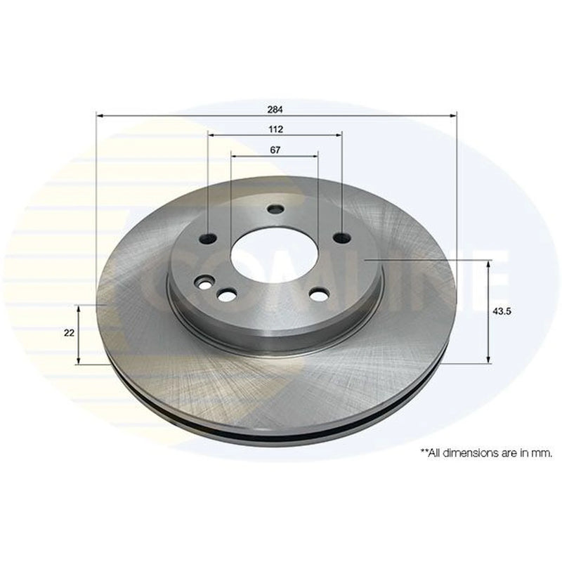 Comline 2 x Internally Vented Front Brake Discs ADC1602V